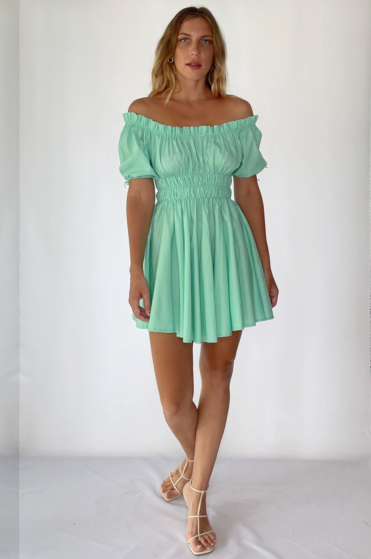 Butterfly Bliss Off Shoulder Mini Dress (Sale)-5