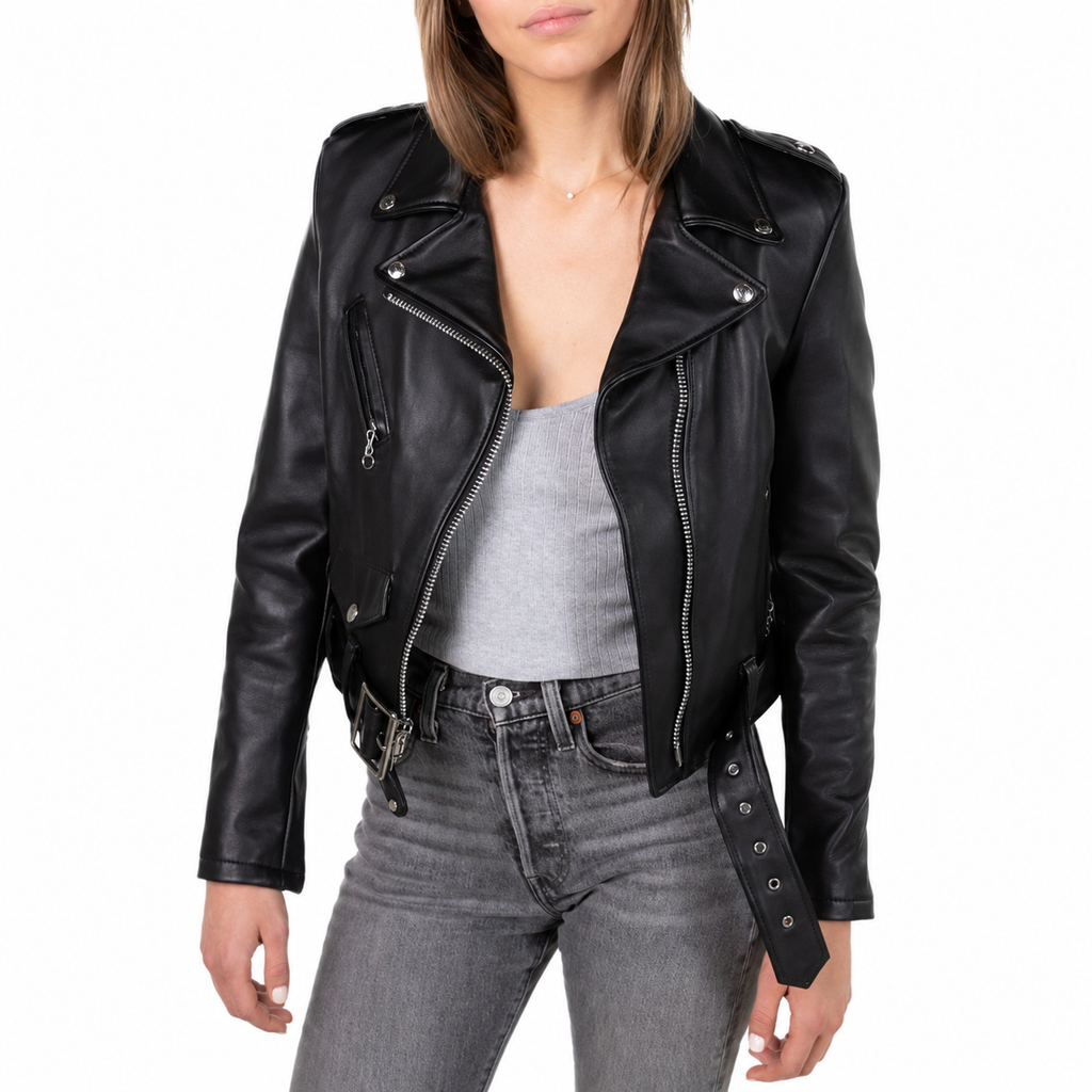 Women’s Black Motorcycle Jacket Leather-0