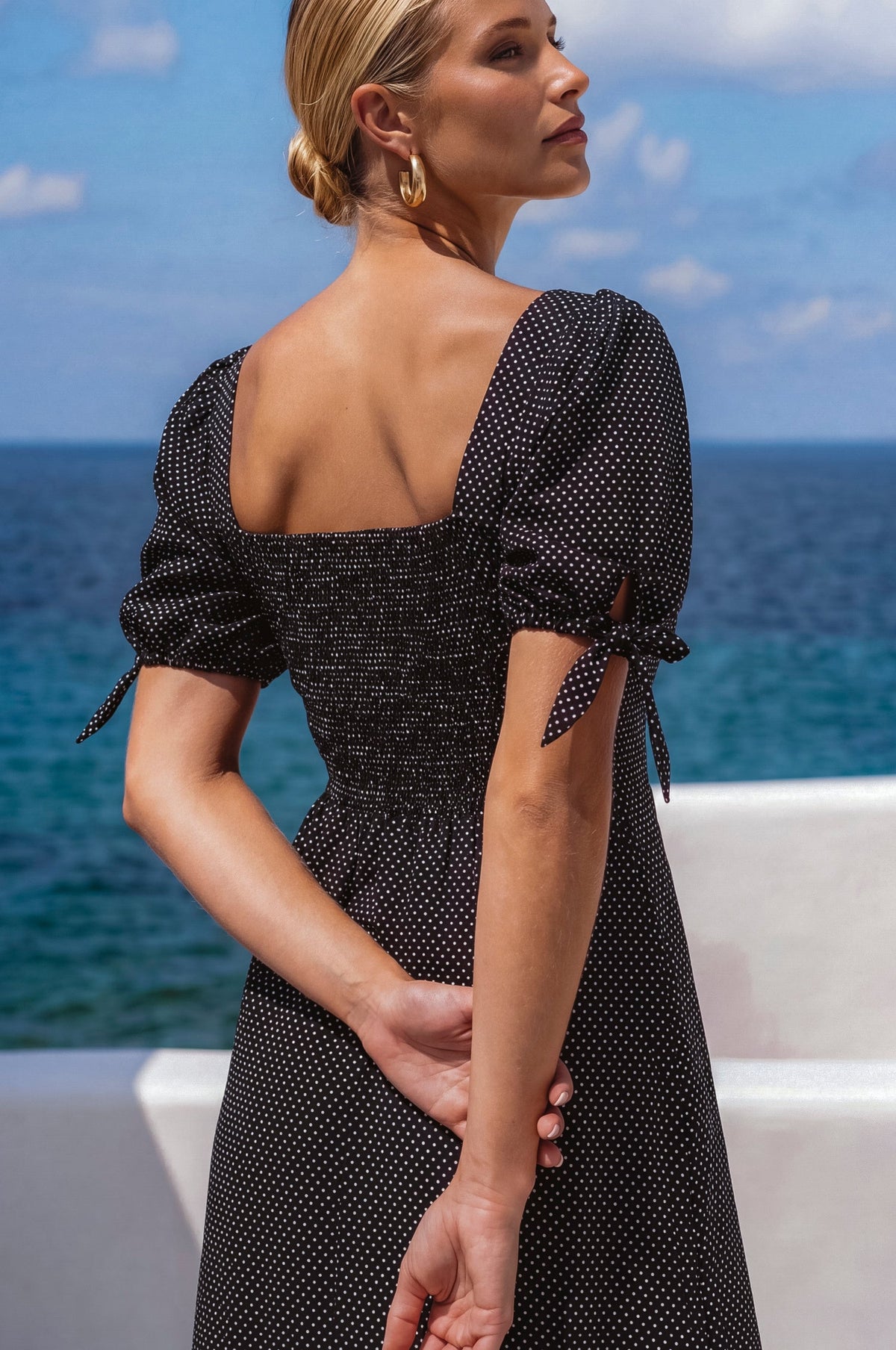 Cala Luna Puff Sleeve Midi Dress-4