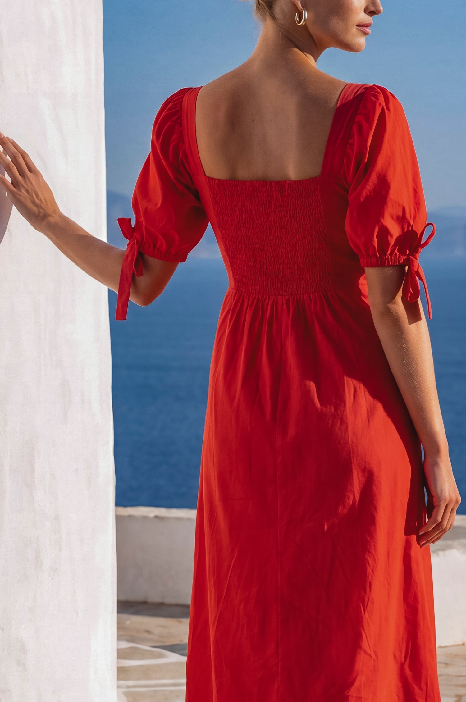 Cala Luna Puff Sleeve Midi Dress-4