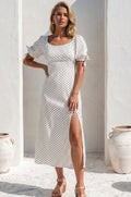 Cala Luna Puff Sleeve Midi Dress-0