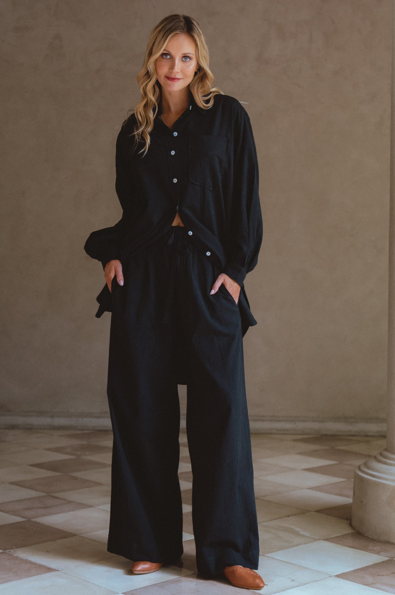 Calin Wide Leg Linen Pants (Sale)-4