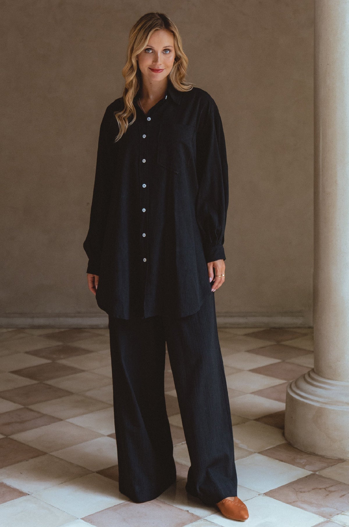 Calin Wide Leg Linen Pants (Sale)-2