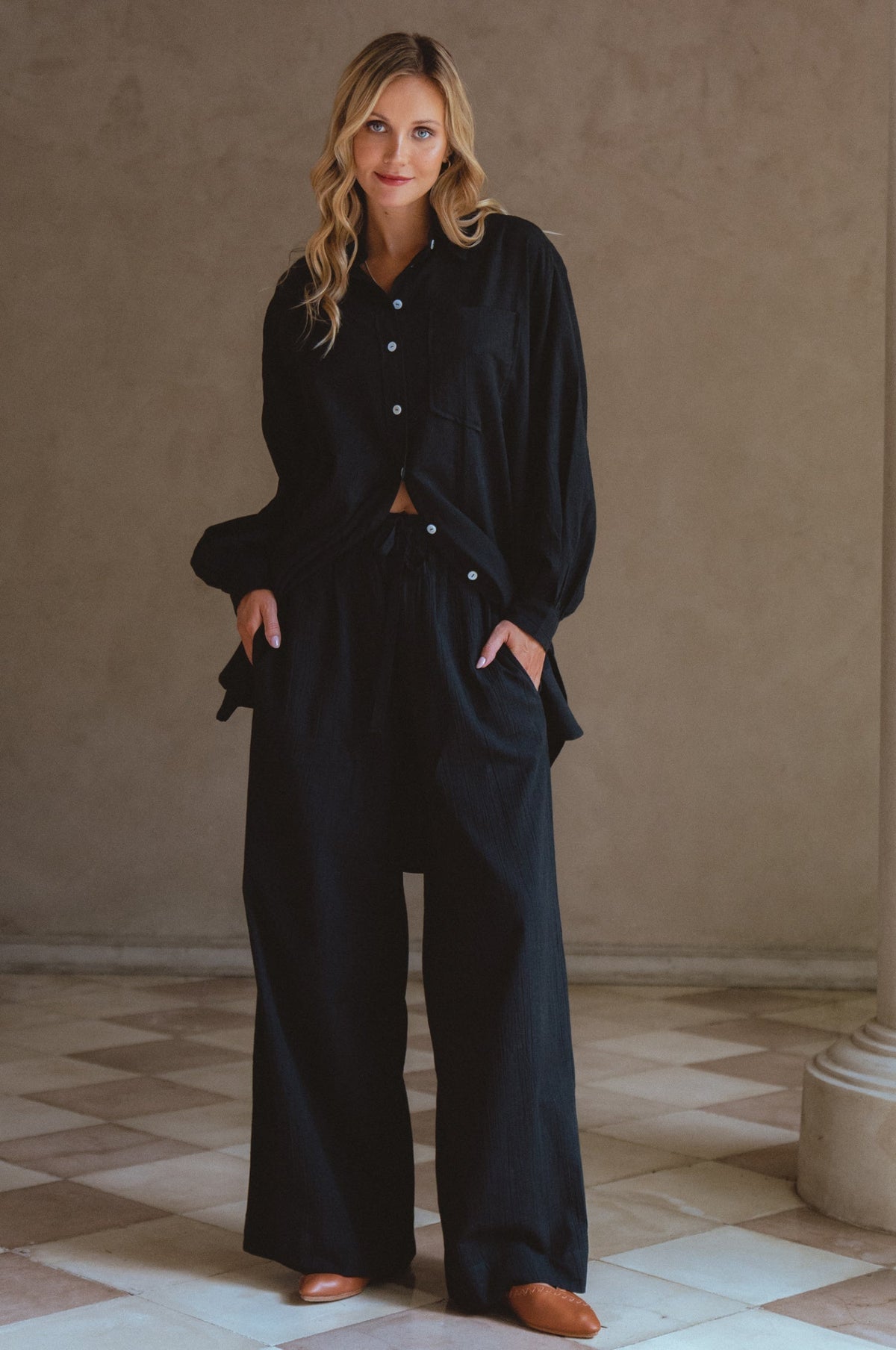 Calin Wide Leg Linen Pants (Sale)-5