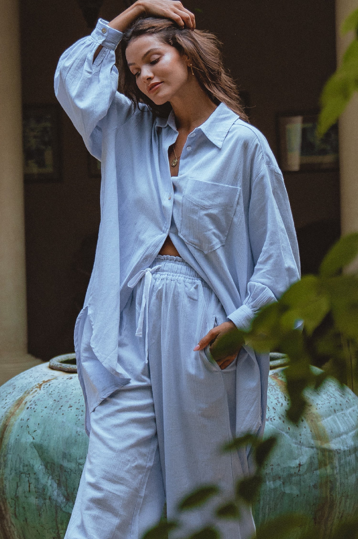 Calin Wide Leg Linen Pants (Sale)-1