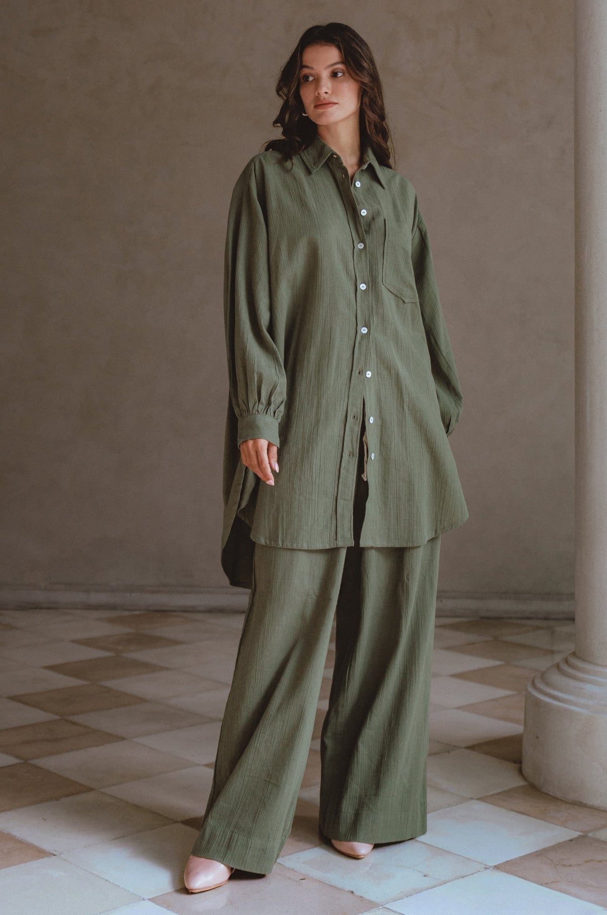 Calin Long Sleeve Oversized Shirt (Sale)-0