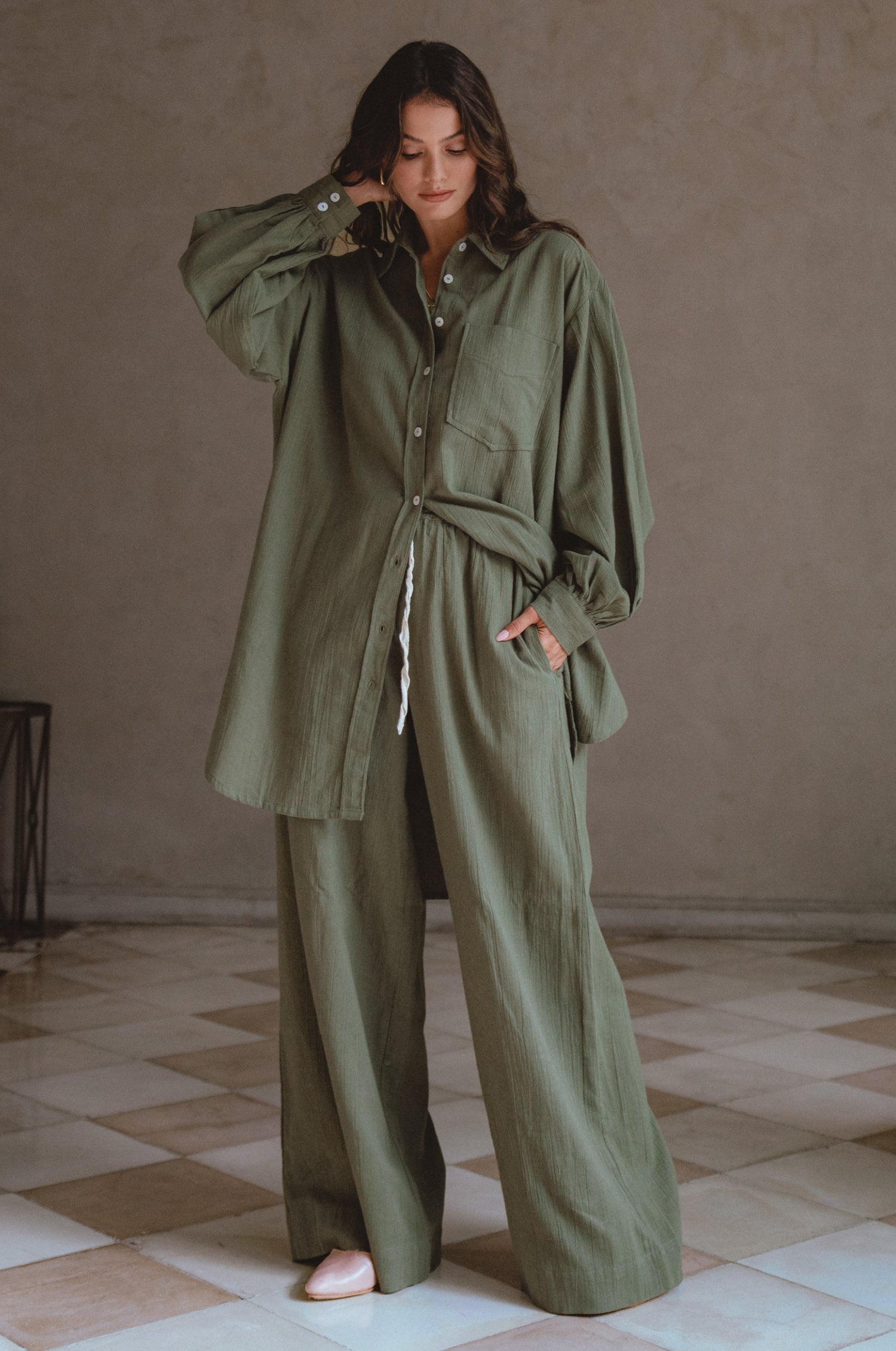 Calin Long Sleeve Oversized Shirt (Sale)-2
