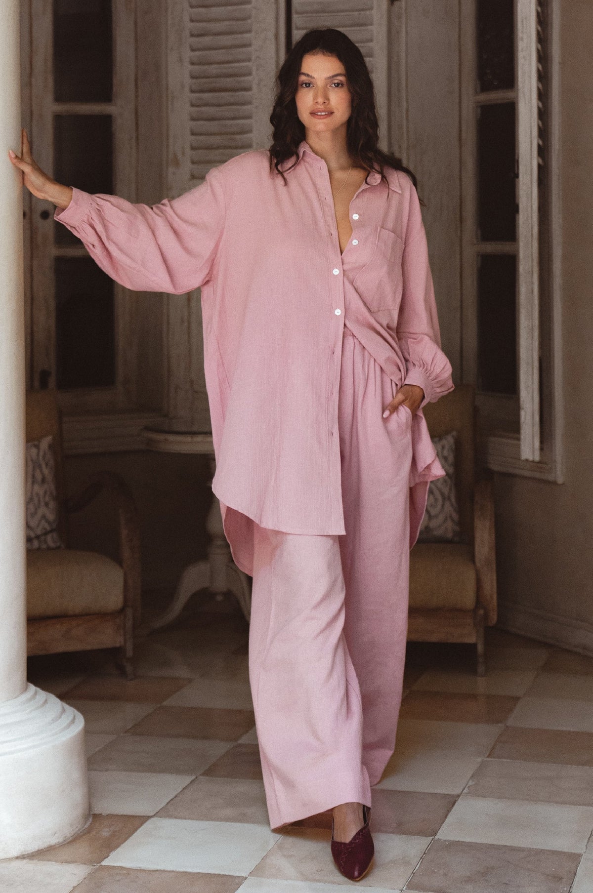 Calin Wide Leg Linen Pants (Sale)-4