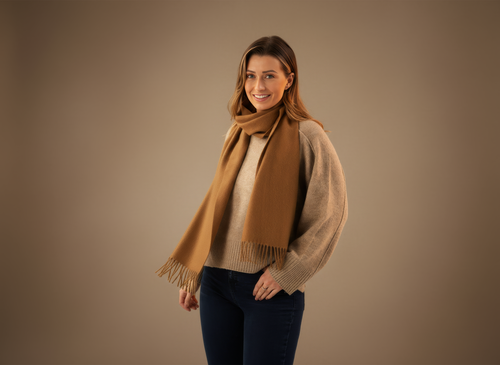 Camel Cashmere Scarf-0