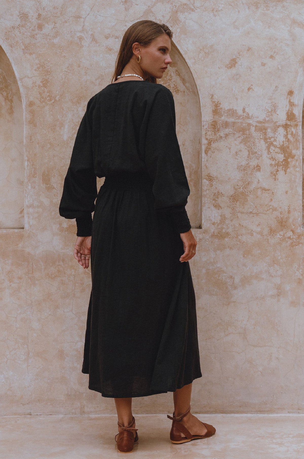 Carla Long Sleeve Linen Dress-2