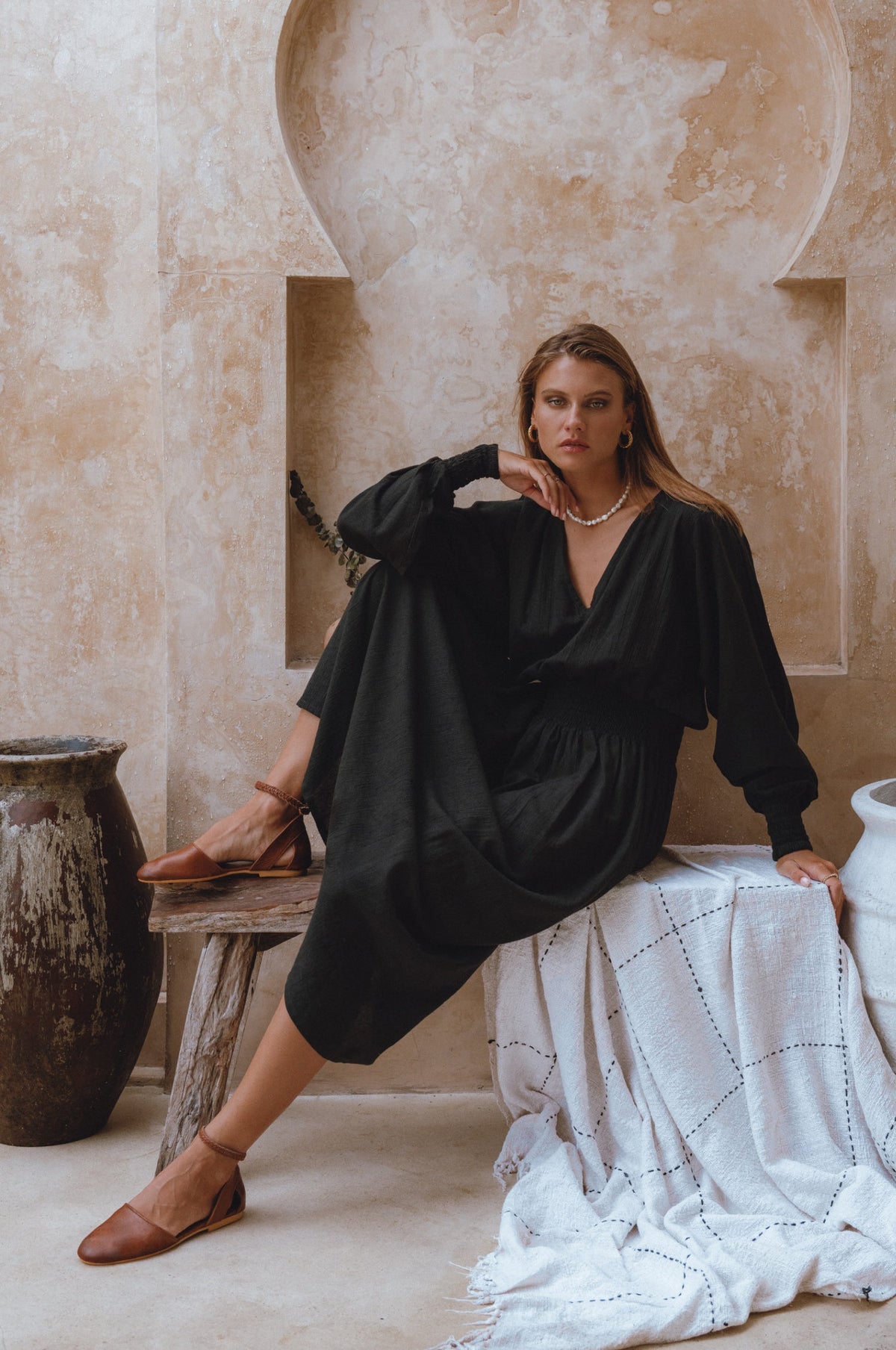 Carla Long Sleeve Linen Dress-3
