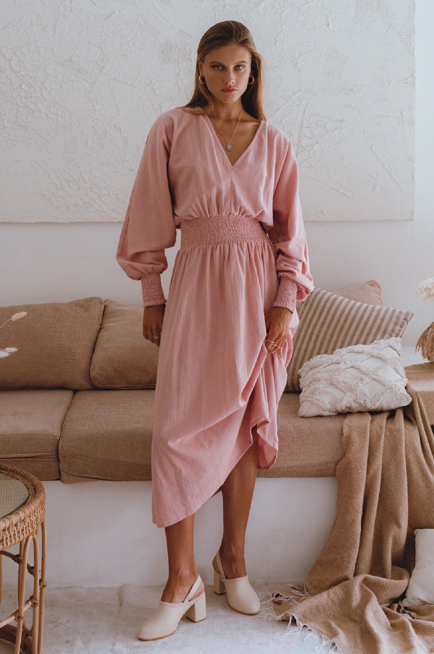 Carla Long Sleeve Linen Dress-4