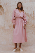 Carla Long Sleeve Linen Dress-0