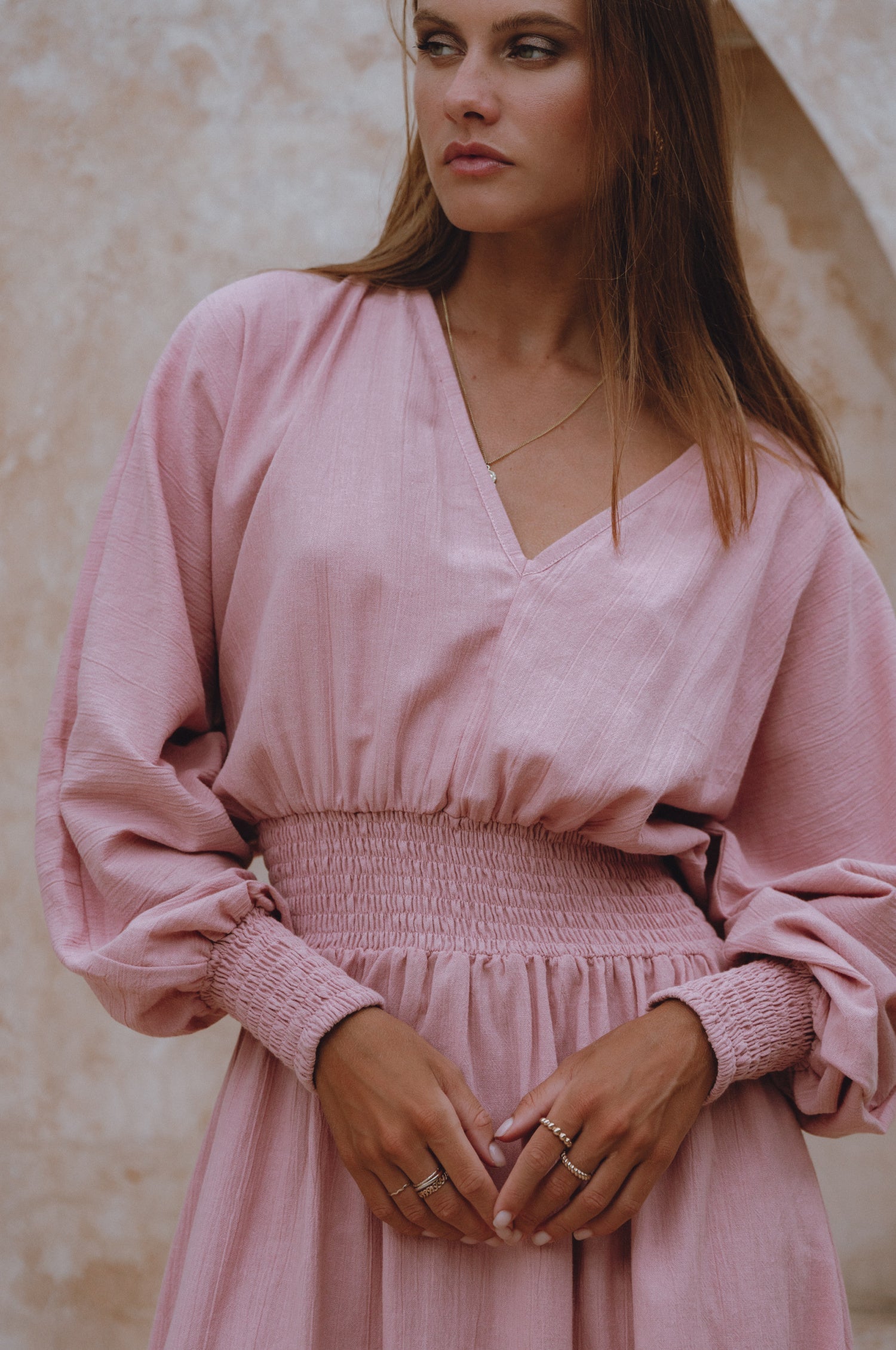 Carla Long Sleeve Linen Dress-1