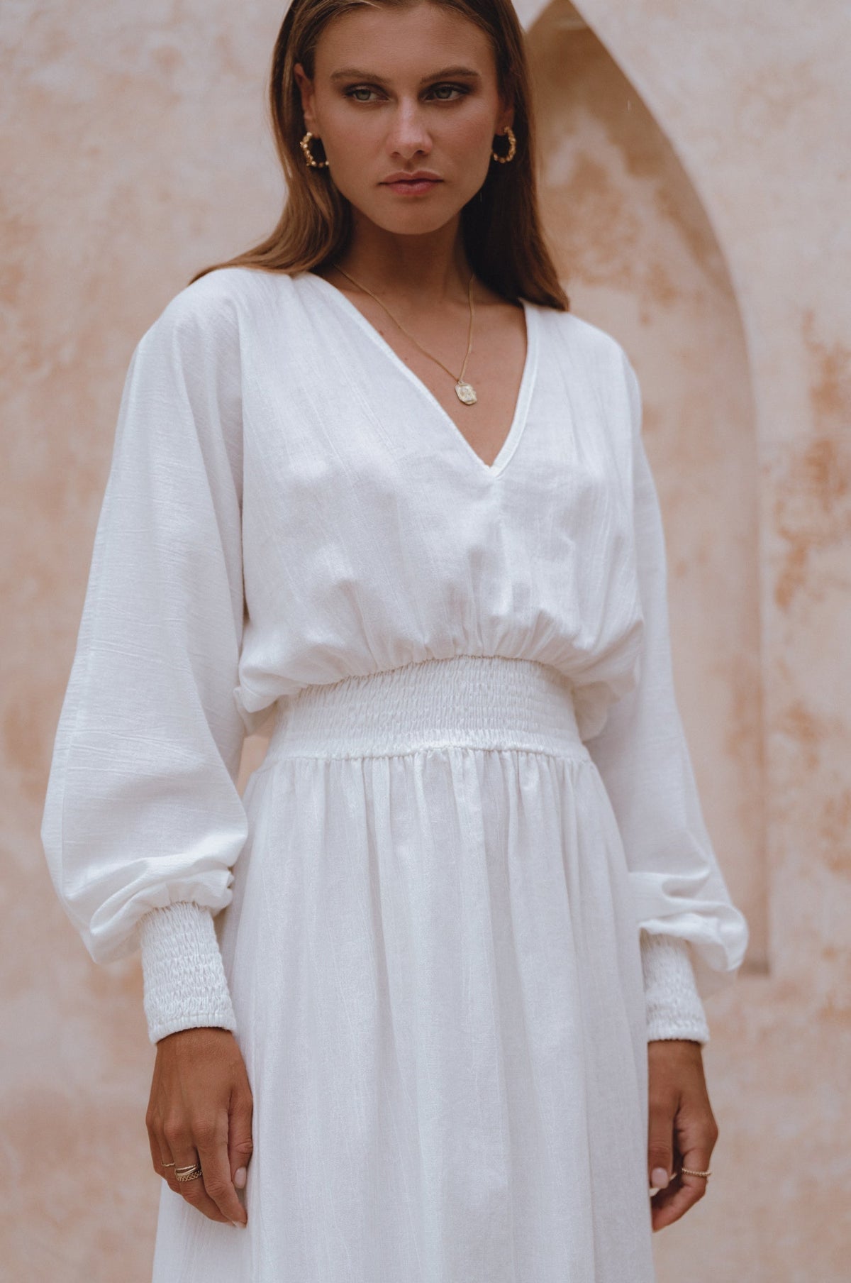 Carla Long Sleeve Linen Dress-1