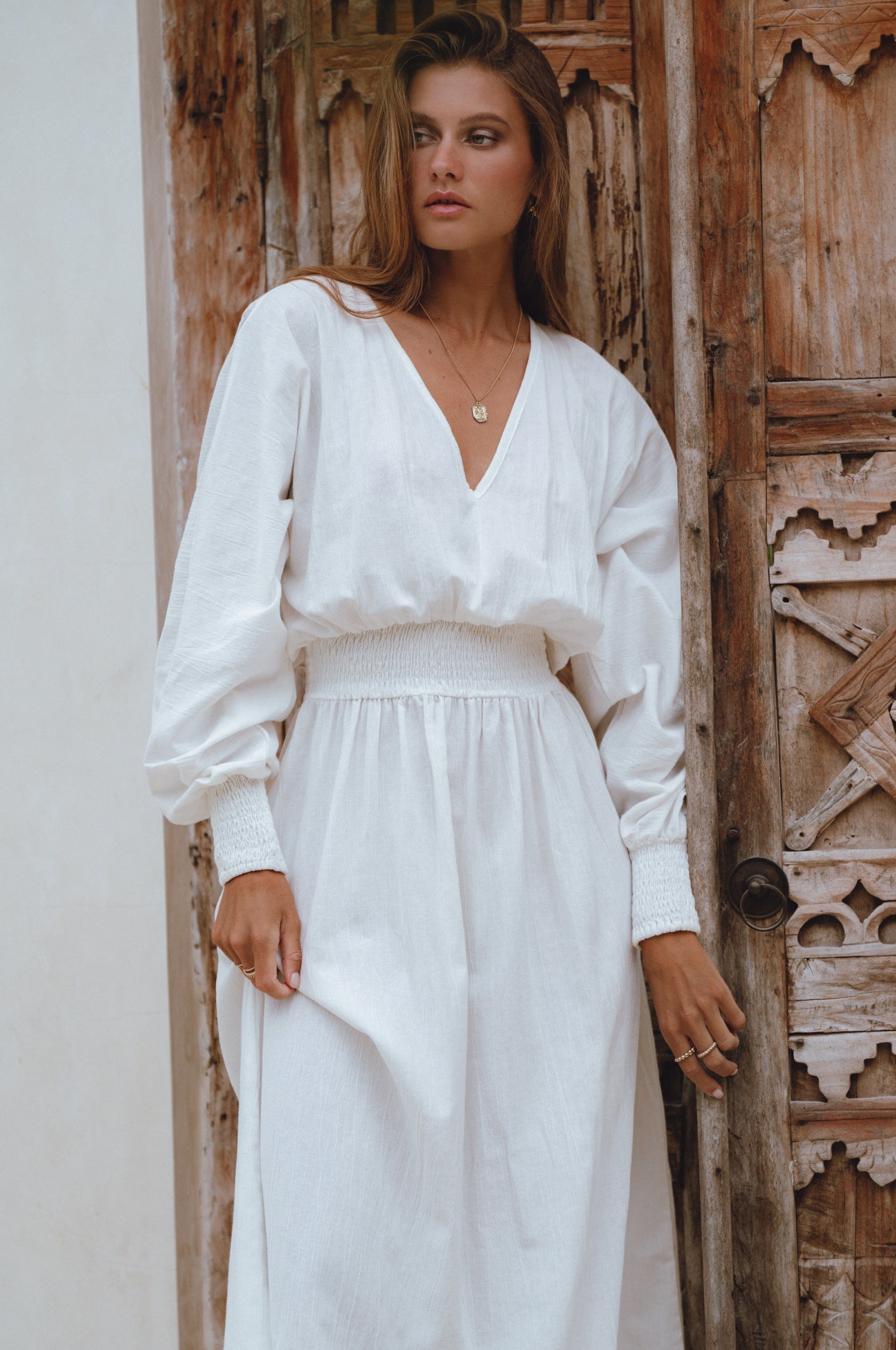 Carla Long Sleeve Linen Dress-3
