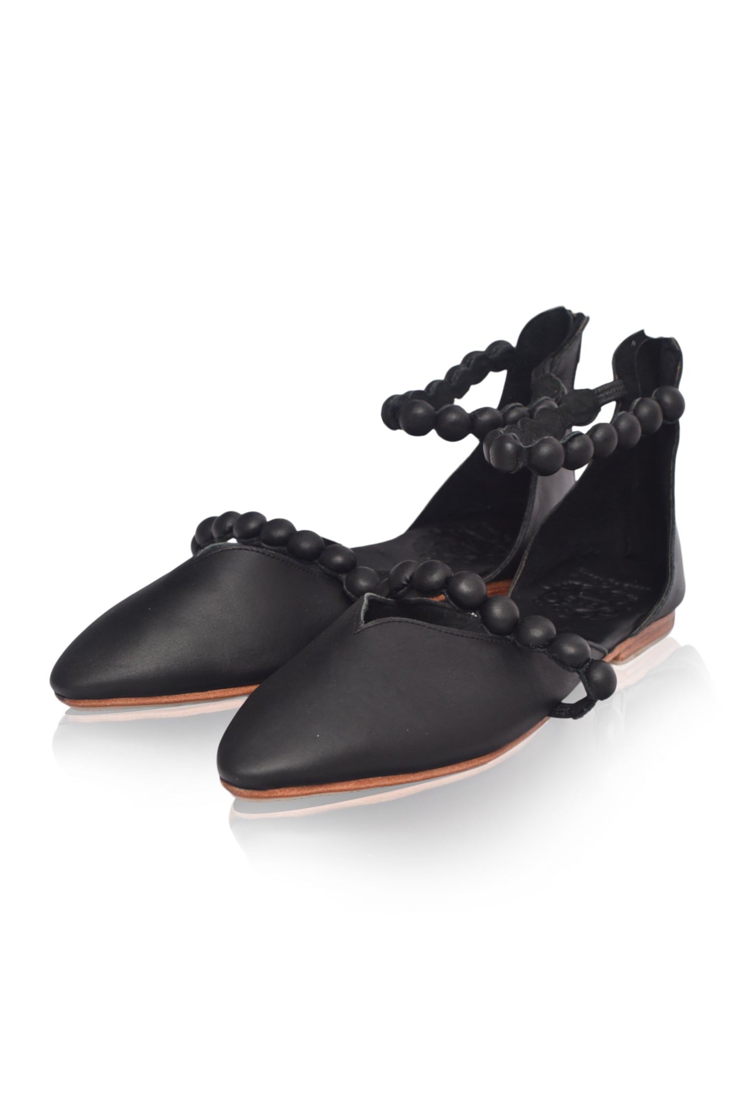 Carmella Ankle Strap Leather Ballet Flats-3