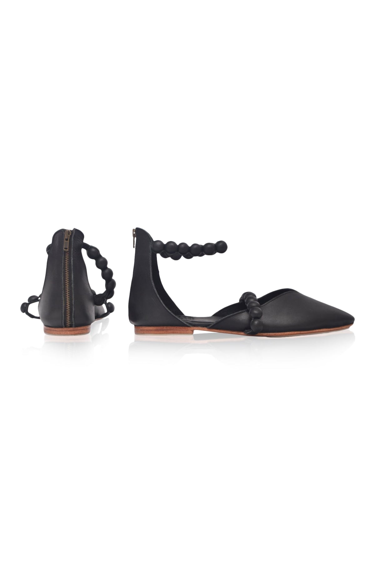 Carmella Ankle Strap Leather Ballet Flats-4
