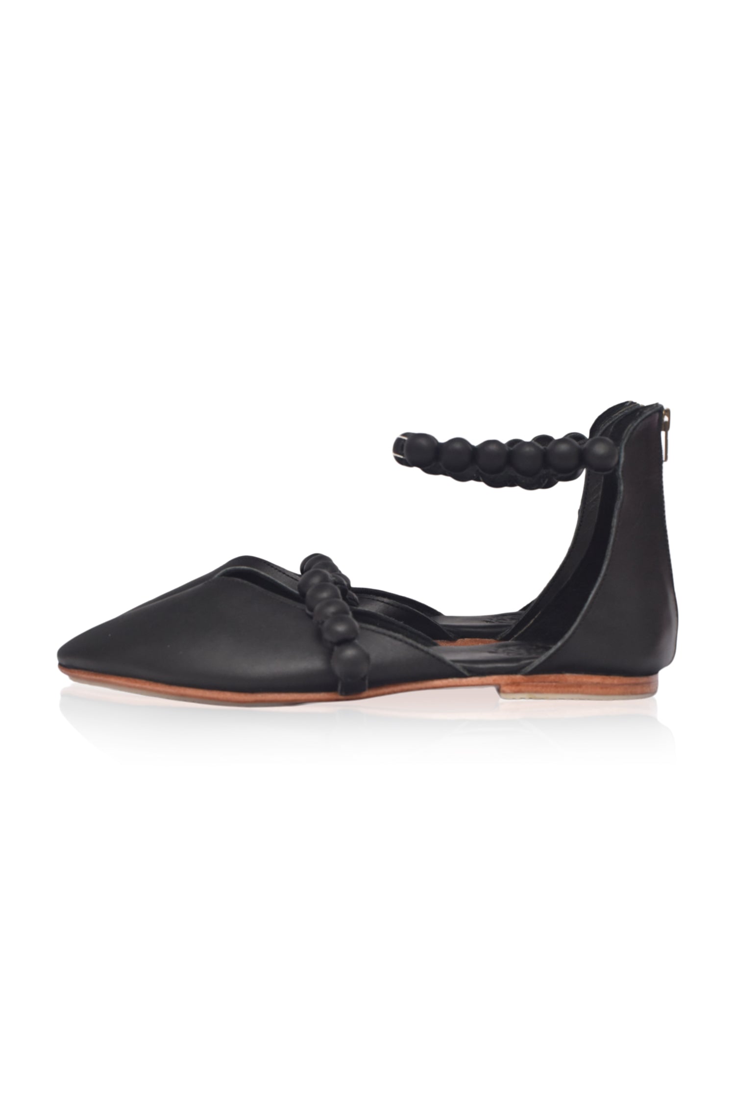 Carmella Ankle Strap Leather Ballet Flats-2