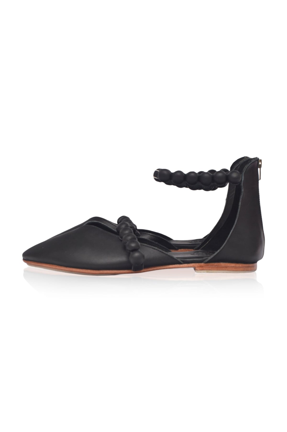 Carmella Ankle Strap Leather Ballet Flats-7