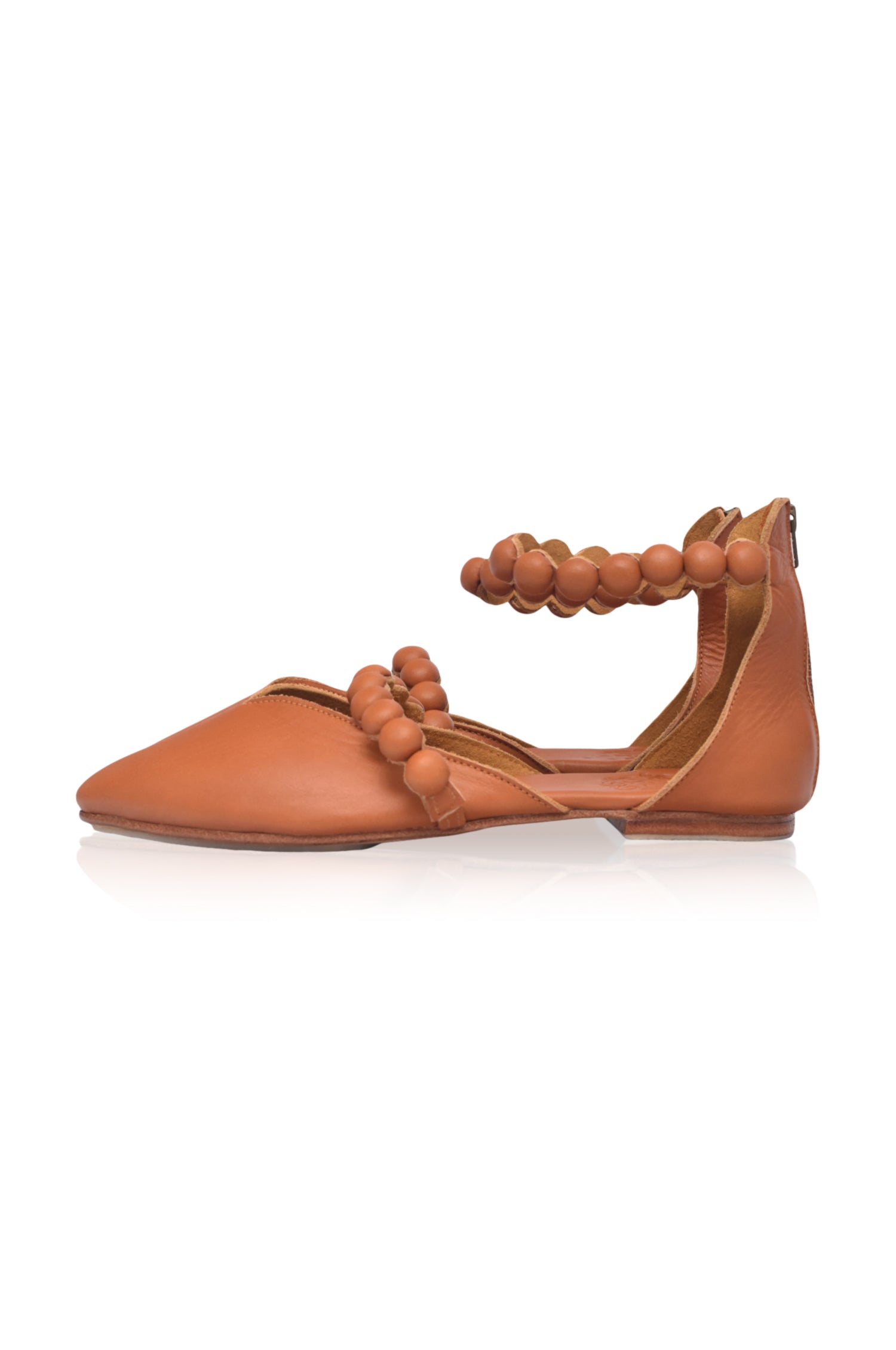 Carmella Ankle Strap Leather Ballet Flats-5