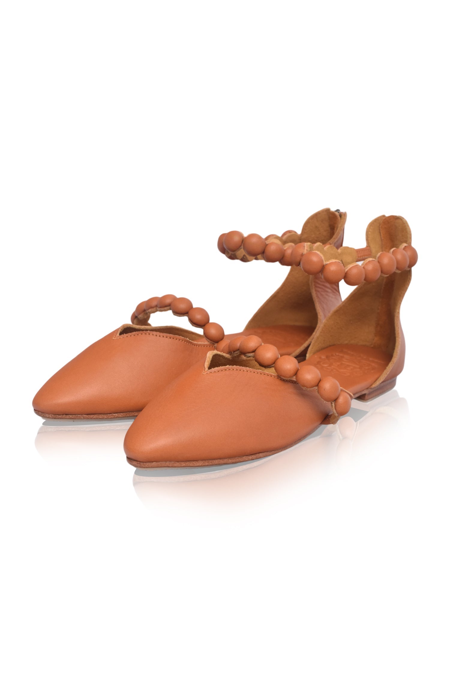 Carmella Ankle Strap Leather Ballet Flats-3
