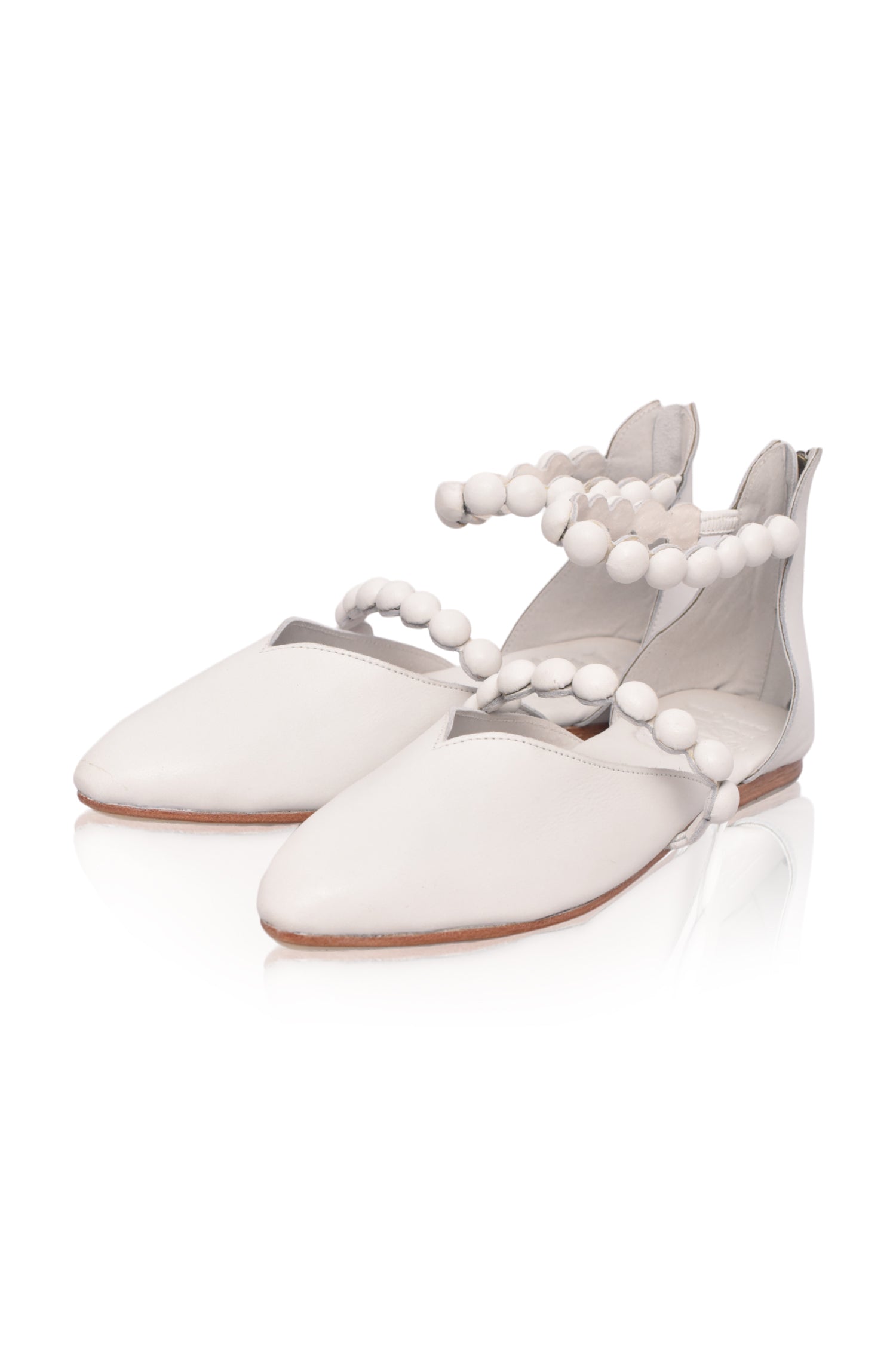 Carmella Ankle Strap Leather Ballet Flats-3