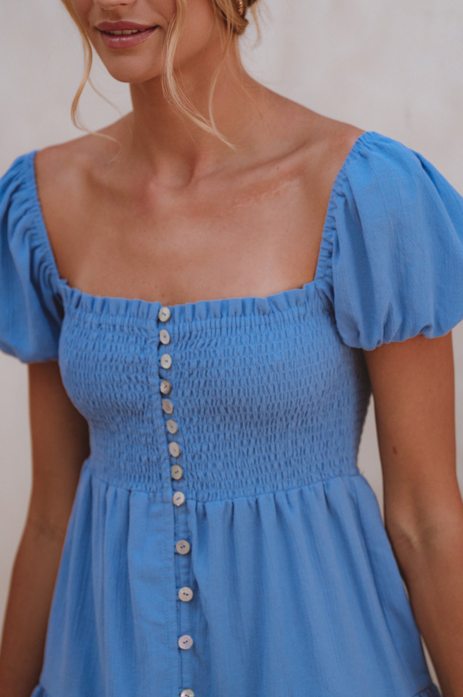 Catalina Smocked Linen Mini Dress-1