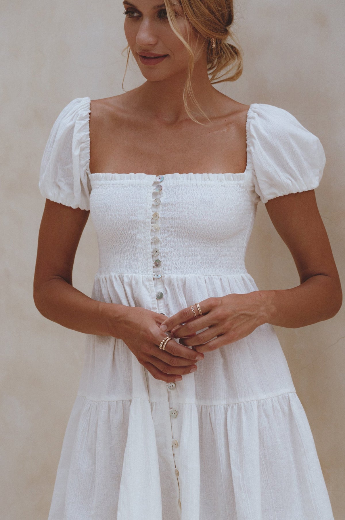Catalina Smocked Linen Mini Dress-2