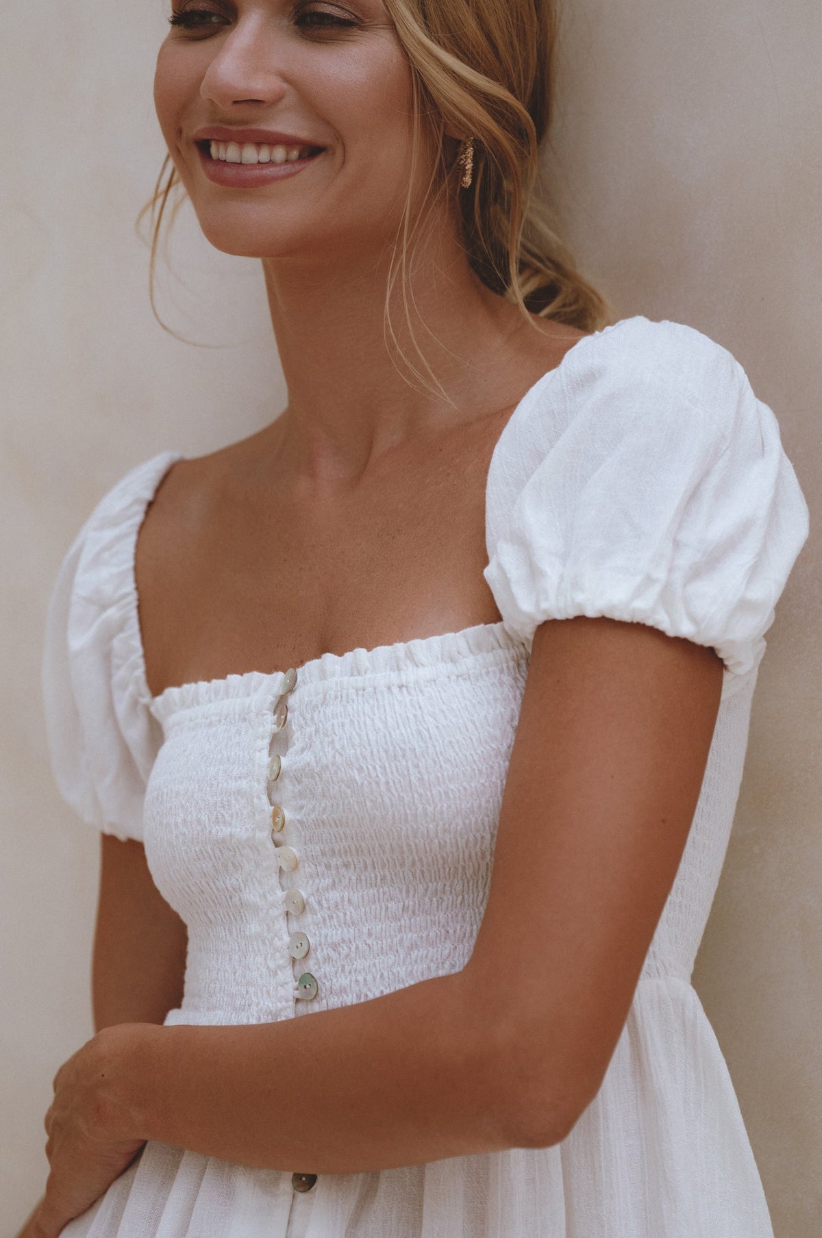 Catalina Smocked Linen Mini Dress-4