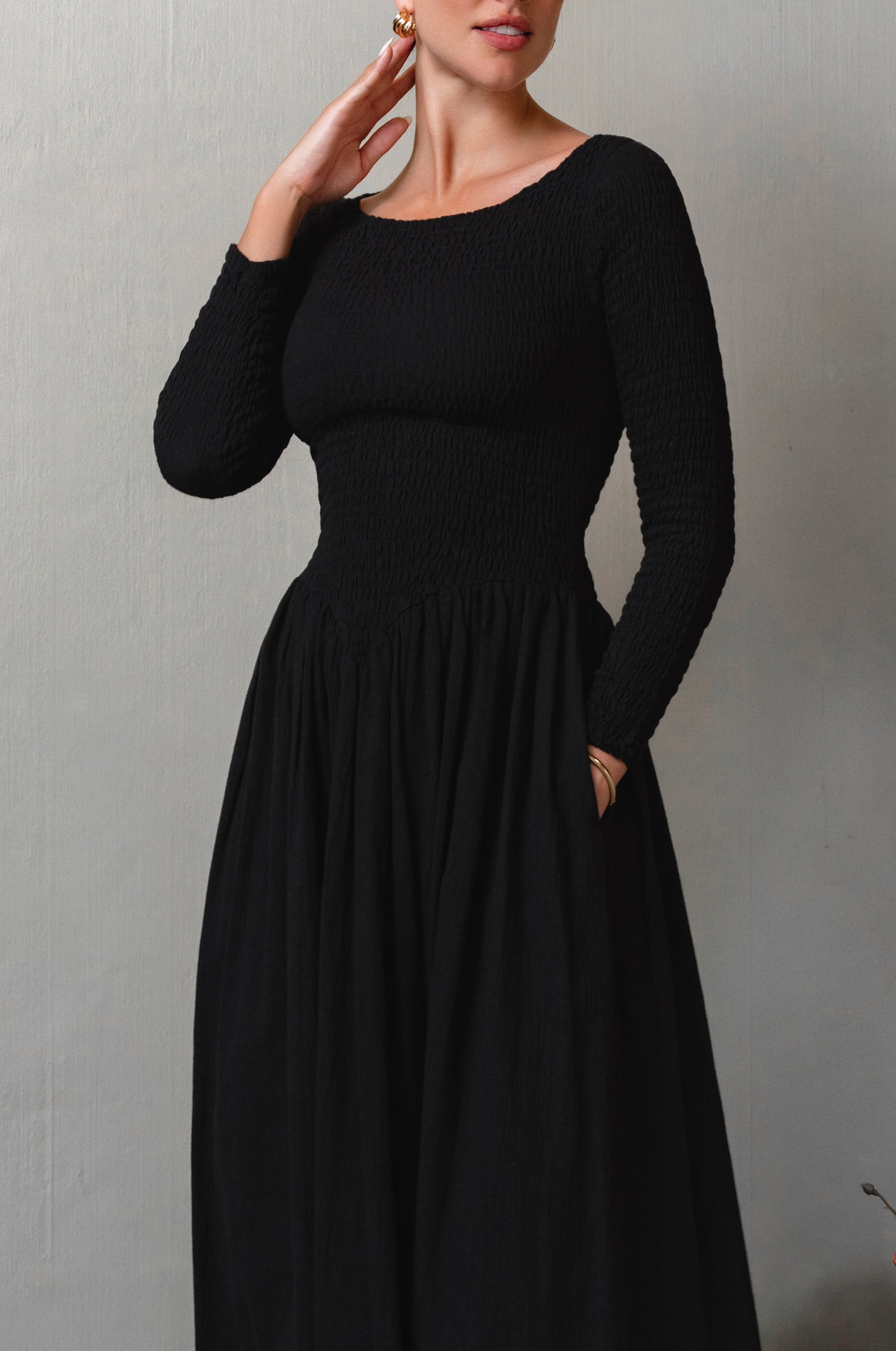 Chantilly Long Sleeve Smocked Dress-2