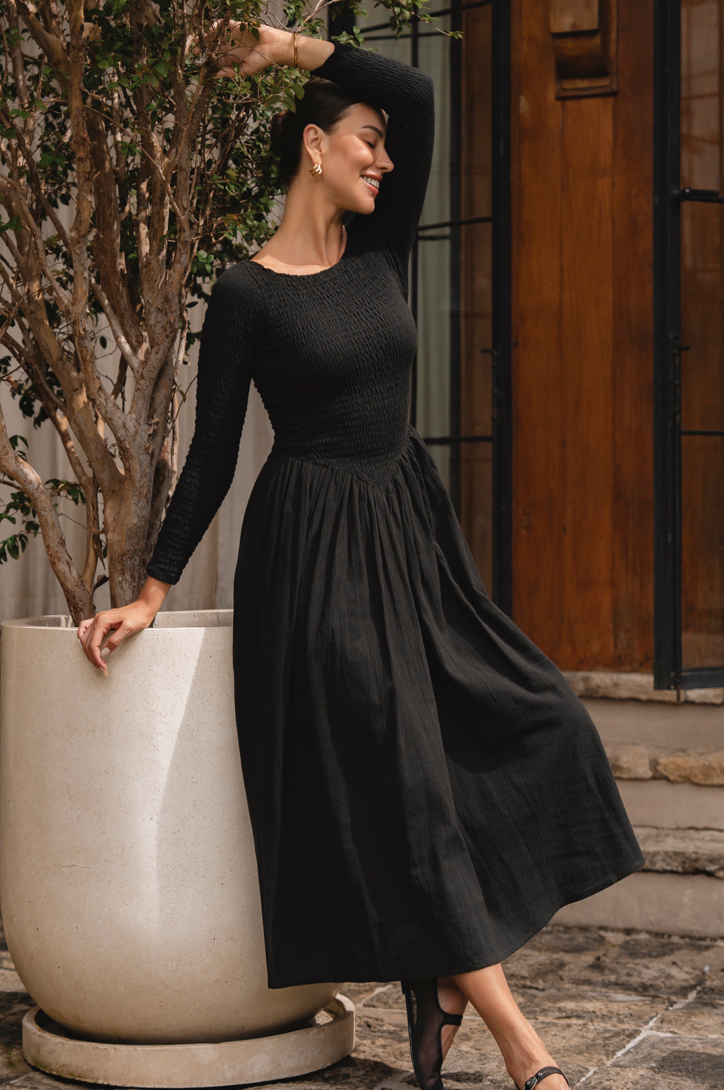 Chantilly Long Sleeve Smocked Dress-7