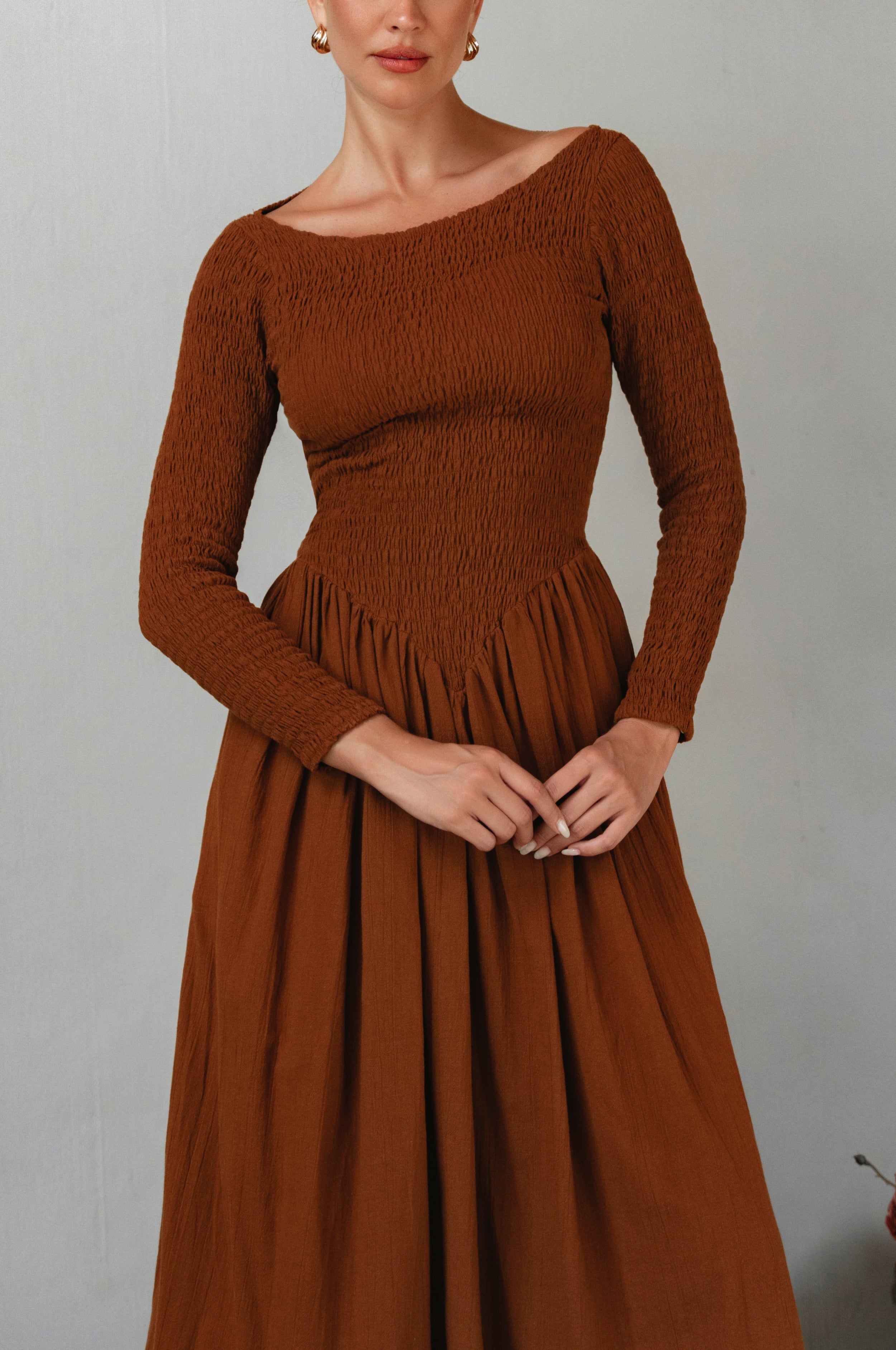 Chantilly Long Sleeve Smocked Dress-1