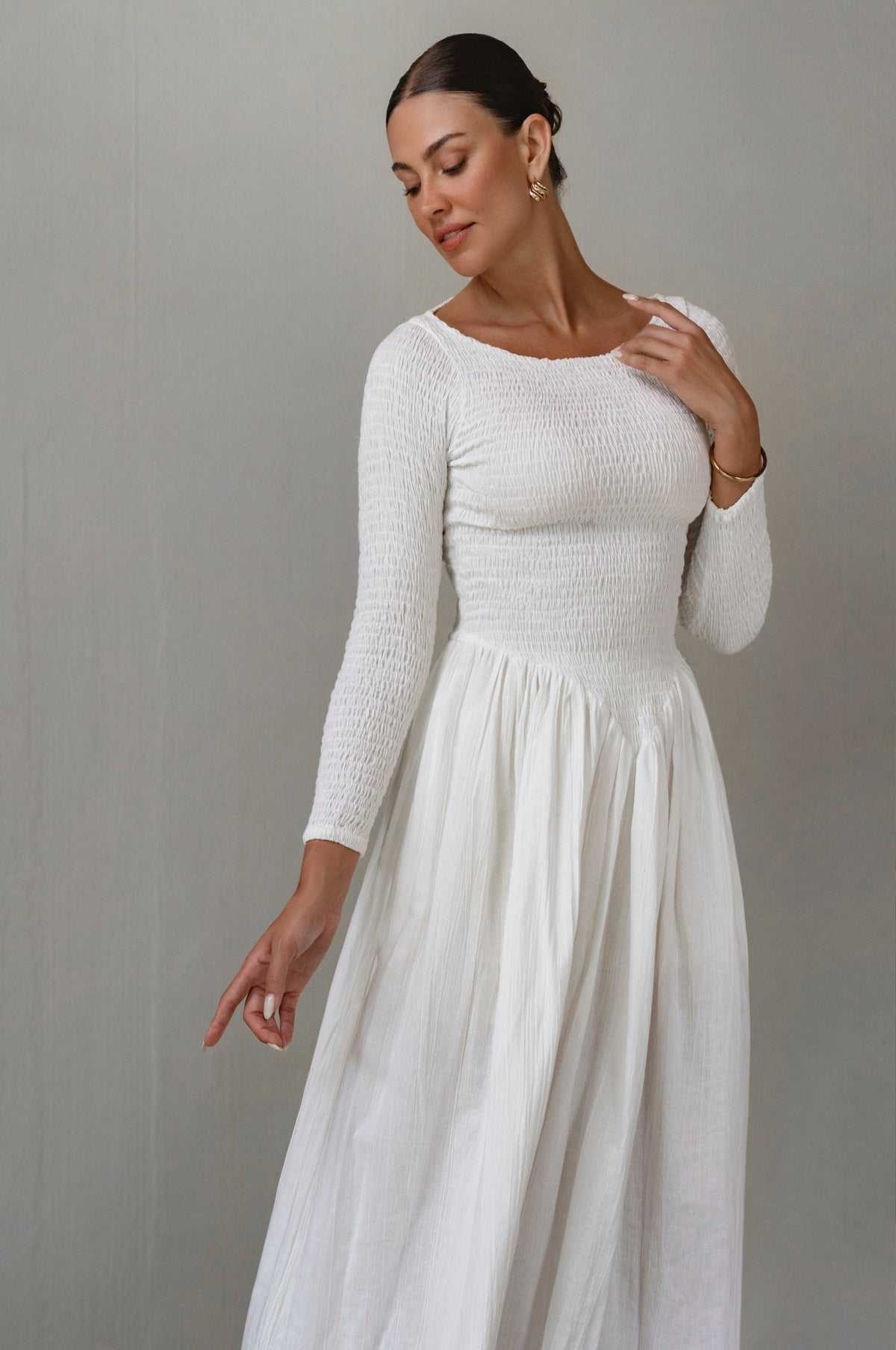 Chantilly Long Sleeve Smocked Dress-7
