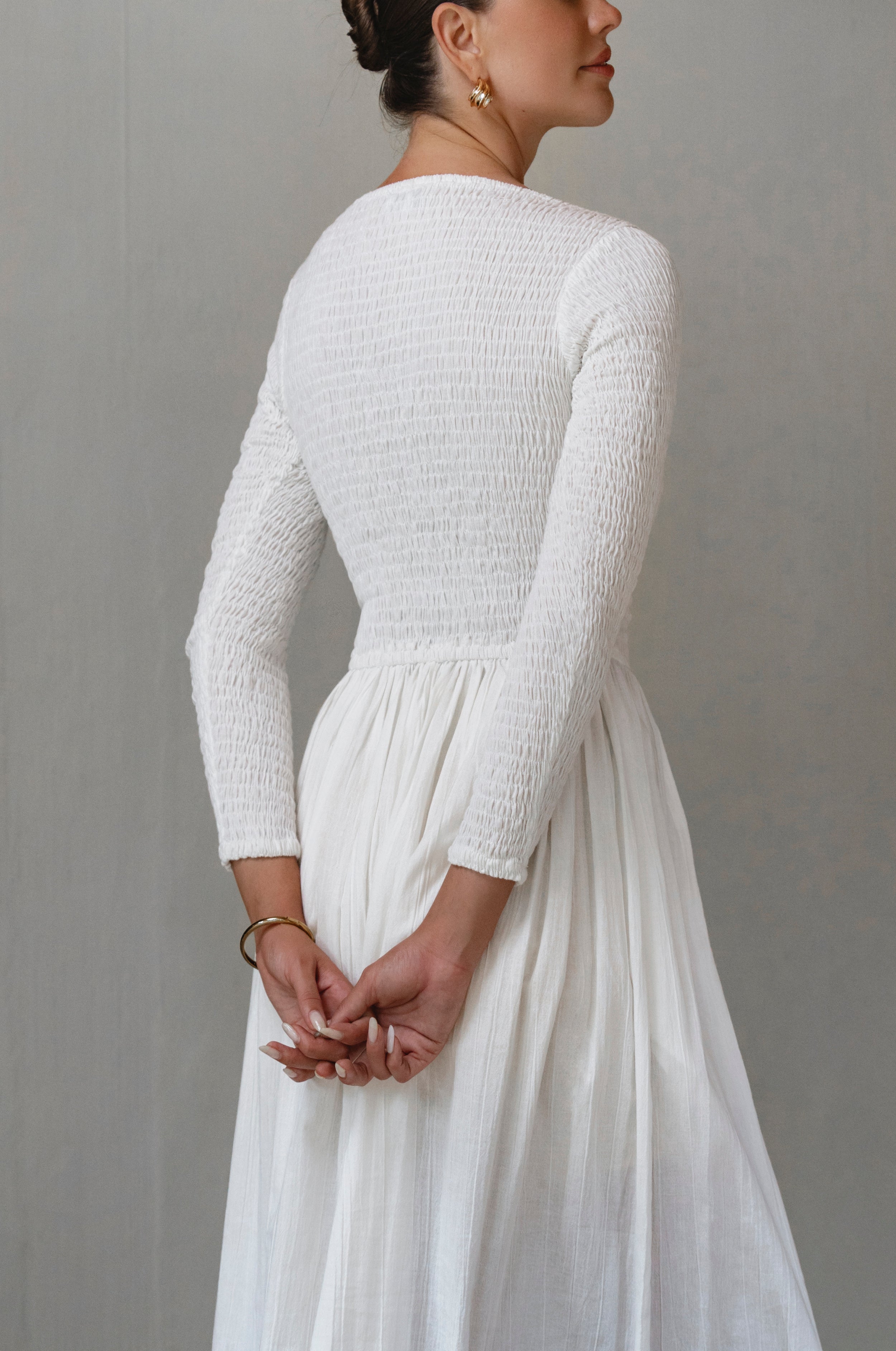 Chantilly Long Sleeve Smocked Dress-4