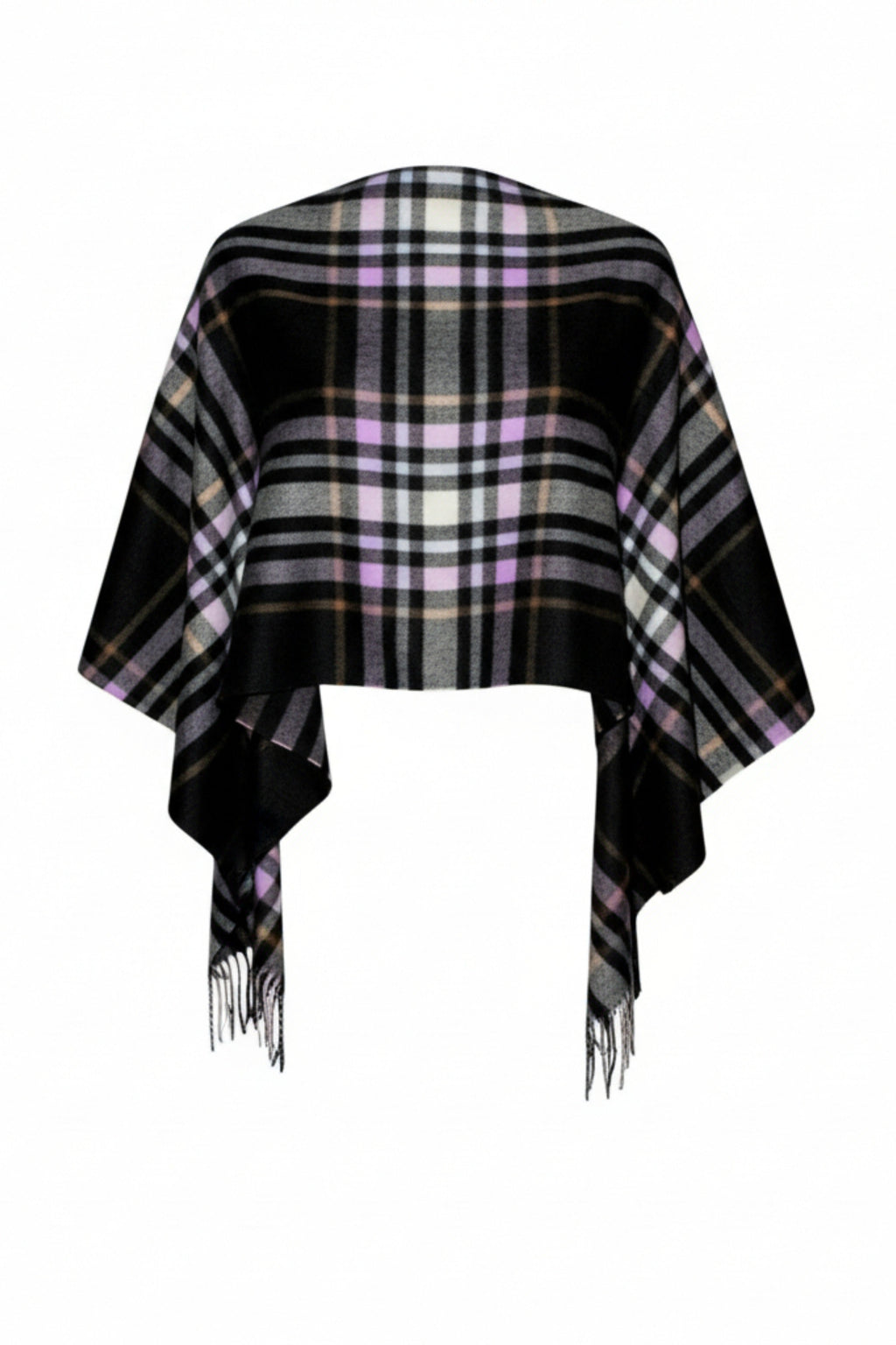 Charcoal, Lilac & Blue Plaid Stole-3