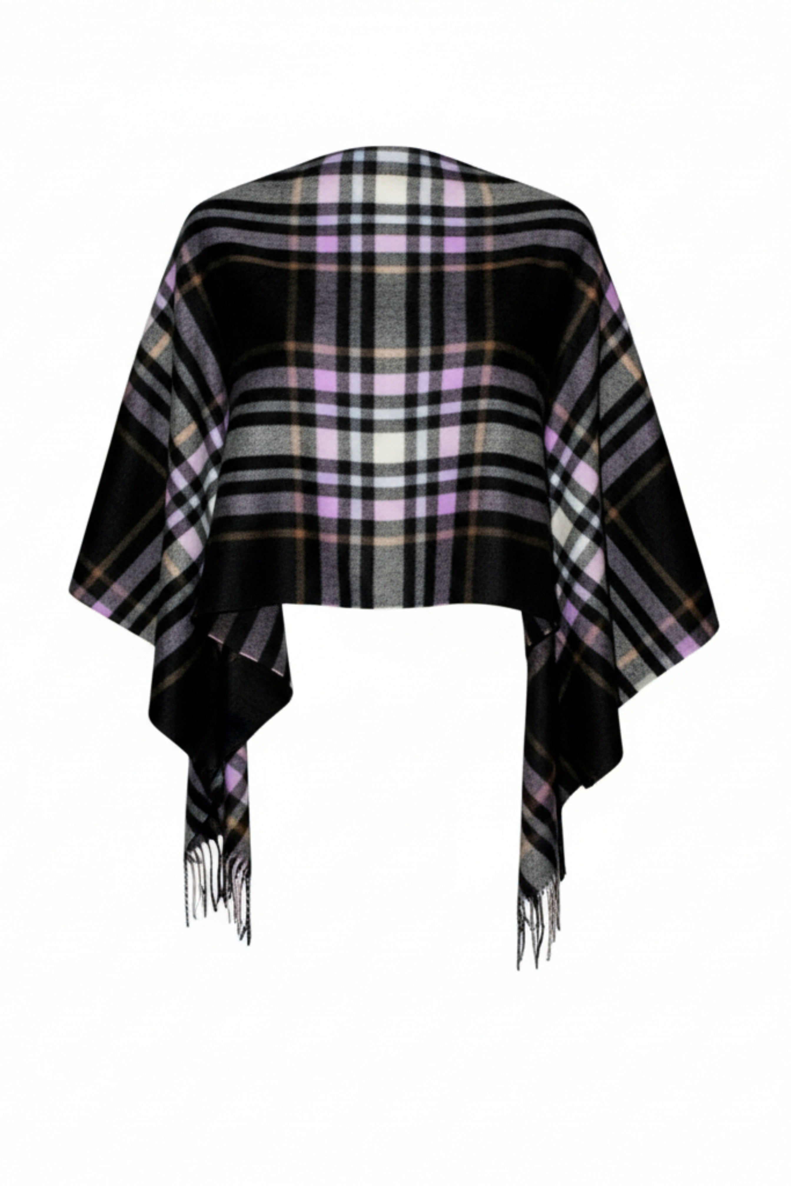 Charcoal, Lilac & Blue Plaid Stole-3