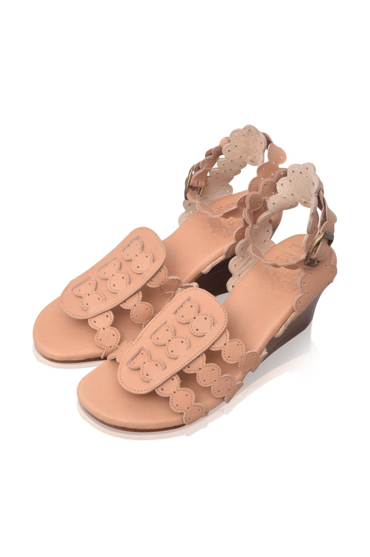 Charm Leather Wedge Sandals-3