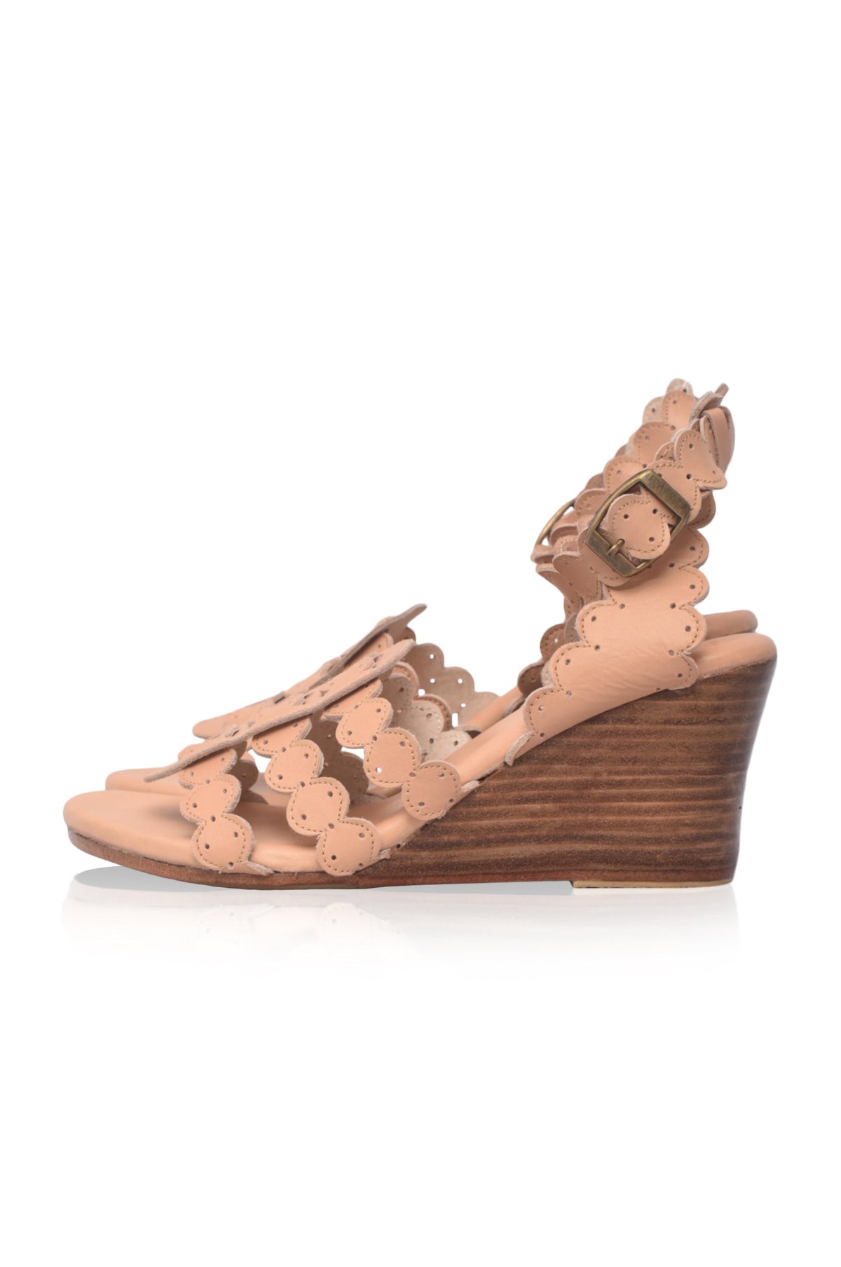 Charm Leather Wedge Sandals-6