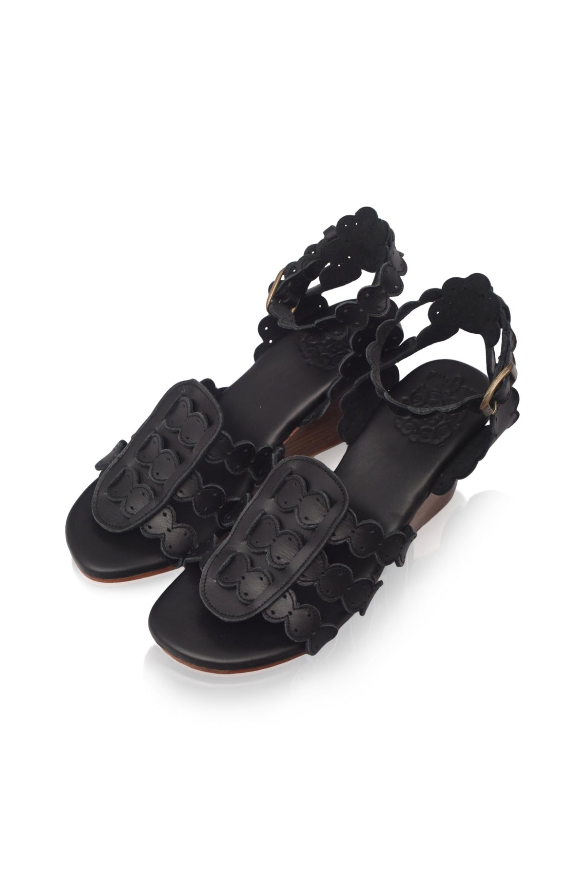 Charm Leather Wedge Sandals-3
