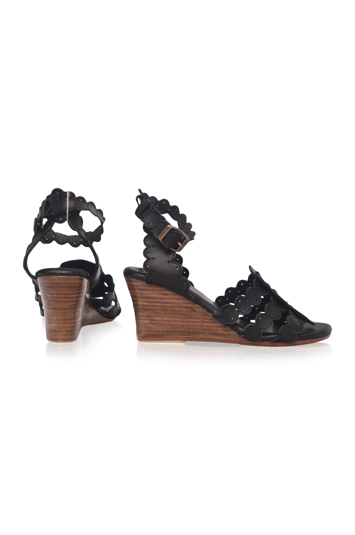Charm Leather Wedge Sandals-4