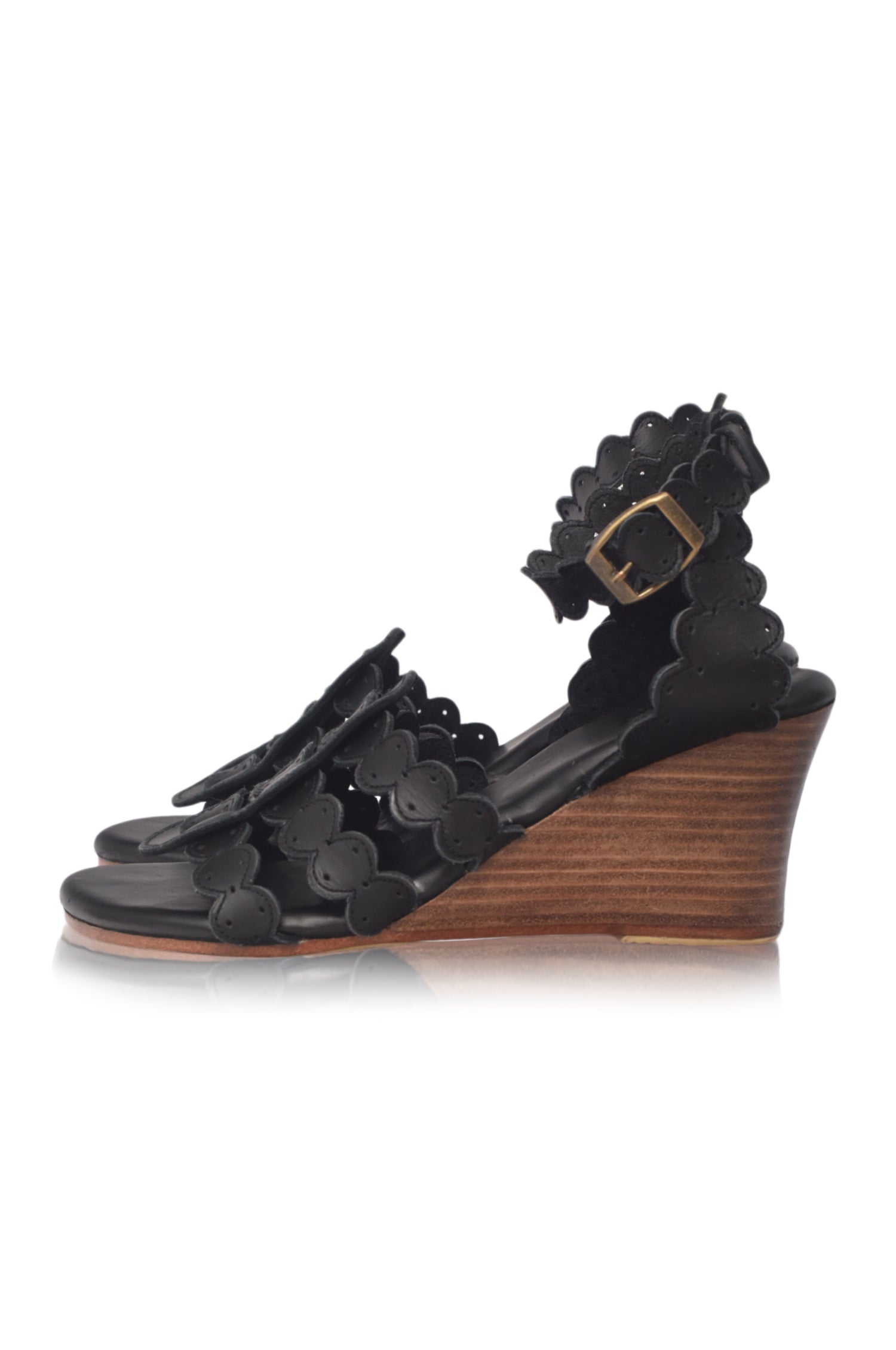 Charm Leather Wedge Sandals-1