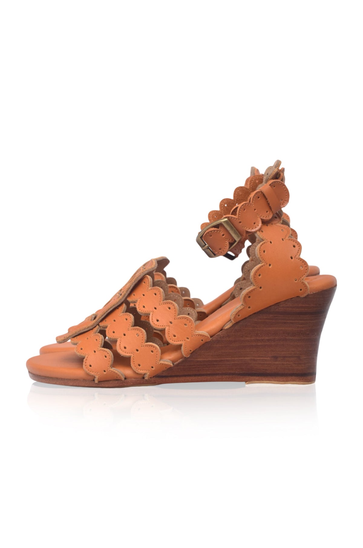Charm Leather Wedge Sandals (Sz. 8.5)-1