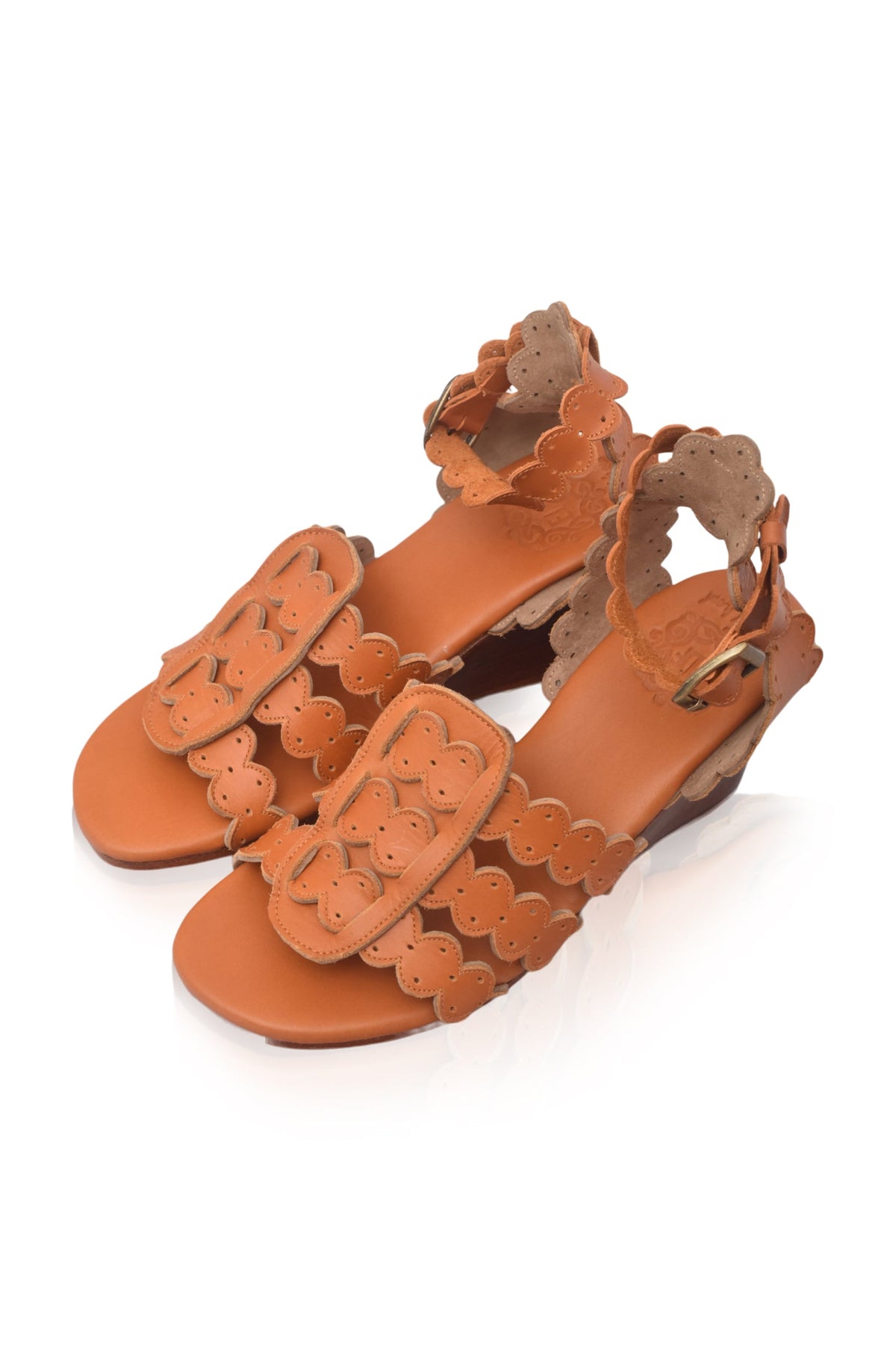 Charm Leather Wedge Sandals-3