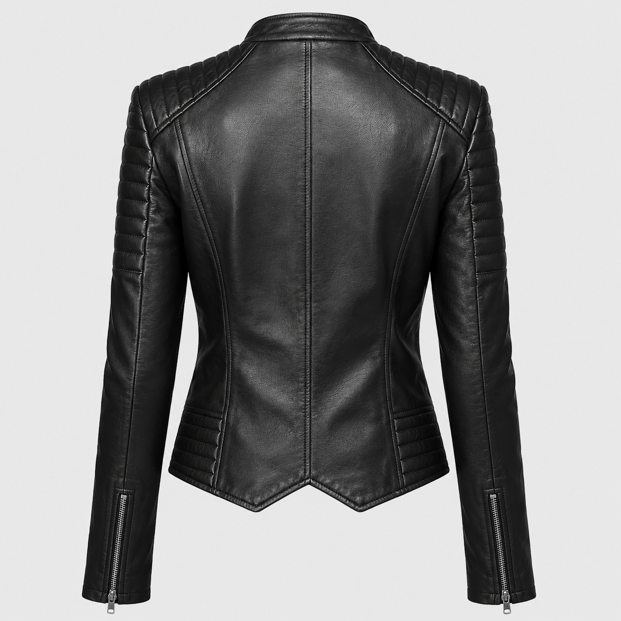 Women’s Genuine Leather Double-Zipper Biker Jacket-1