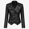 Women’s Genuine Leather Double-Zipper Biker Jacket-0