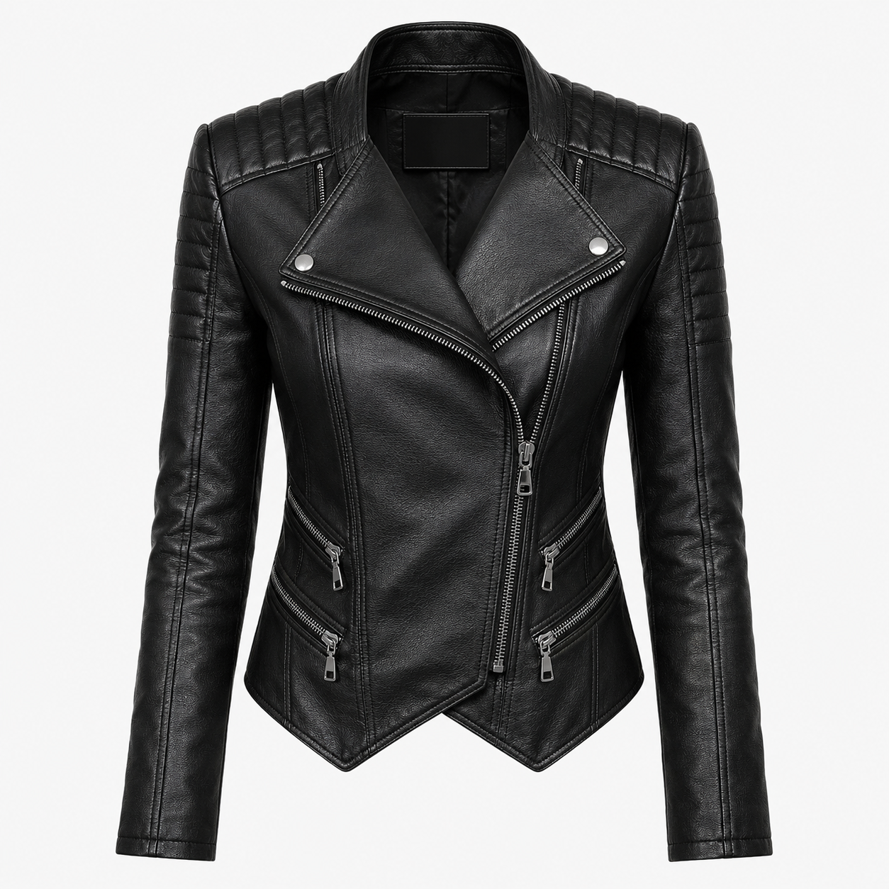 Women’s Genuine Leather Double-Zipper Biker Jacket-0