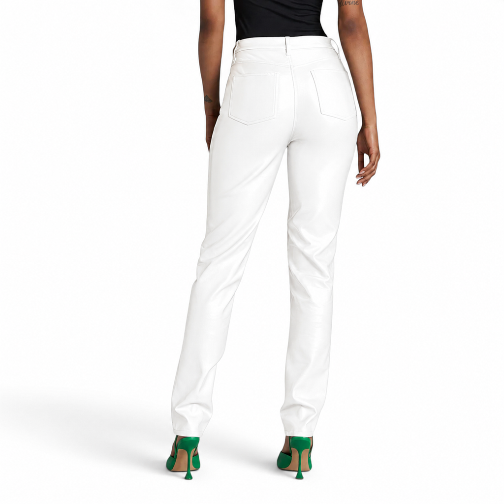 Women’s Elegant White Leather Pants-2