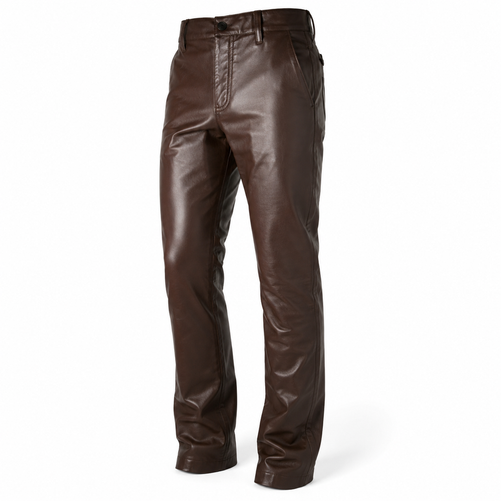 Men’s Stylish Brown Leather Pants-4