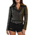 Women’s Studded Leather Jacket-0